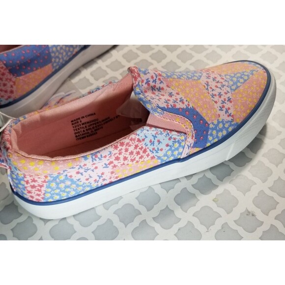 Girl's Sneakers Slip-On Memory Foam Patchwork Floral US Size 2 Lily & Dan NEW - Picture 3 of 5
